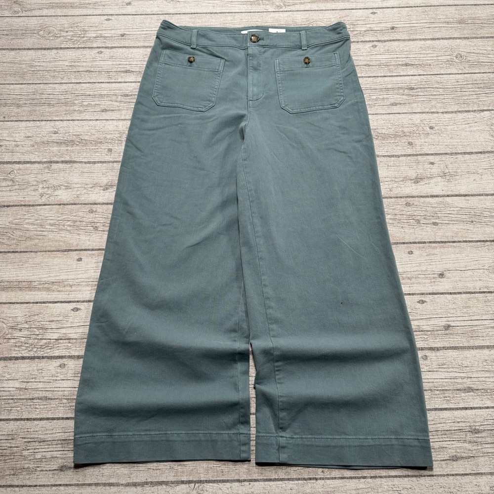 NEW LOFT Pants Womens 12 Black Wide Leg Corduroy High Rise Baggy Utility Trouser